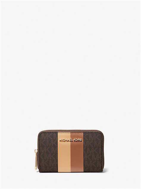 michael kors small logo stripe wallet